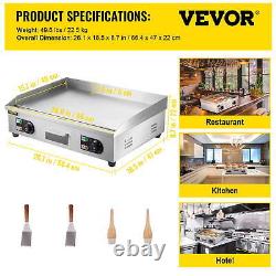VEVOR Electric Countertop Flat Top Griddle Stainless Steel with Drip Hole