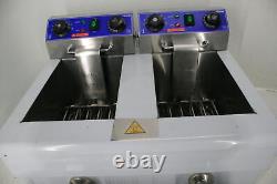 VEVOR Electric Deep Fryer 24L 3000W w Dual Removable Baskets Stainless Steel