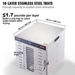 VEVOR Food Dehydrator Machine, 10 Stainless Steel Trays, 1000W Electric Food
