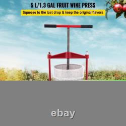 VEVOR Fruit Wine Press Manual Press for Wine Making 1.3-4.8Gal Stainless/Wooden