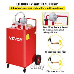 VEVOR Fuel Caddy Fuel Storage Tank 30 Gallon 4 Wheels with Manuel Pump, Red