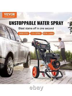 VEVOR Gas Powered Pressure Washer, 3400 PSI 2.6 GPM, With Aluminum Pump, Nozzles
