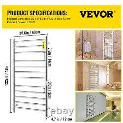 VEVOR Heated Towel Rack Towel Heater Warmer 12 Bars Stainless Steel Polished