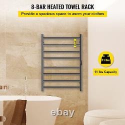 VEVOR Heated Towel Rack Towel Heater Warmer 8 Bars Stainless Steel Black Coated