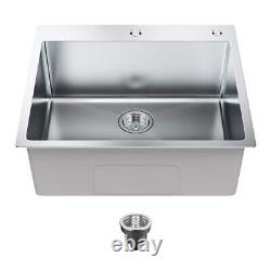 VEVOR Kitchen Sink 304-Stainless Steel Drop-In 25 in Top Mount Single Bowl Basin
