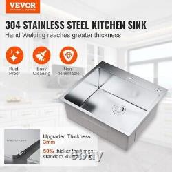 VEVOR Kitchen Sink 304-Stainless Steel Drop-In 25 in Top Mount Single Bowl Basin