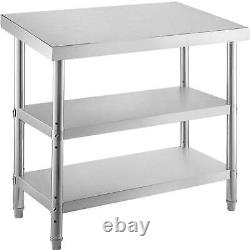 VEVOR Outdoor Food Prep Table 48 x 18 x 33 Inches Stainless Steel Table