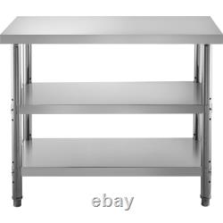 VEVOR Outdoor Food Prep Table, 48x14x33 in Commercial Stainless Steel Table, 2 A