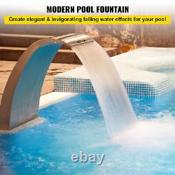 VEVOR Pool Waterfall Fountain Stainless Steel Curved Water Feature Pond Decor