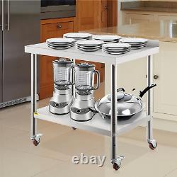 VEVOR Stainless Steel Prep Table, 30 x 24 x 35 Inch, 440lbs Load Capacity Heavy