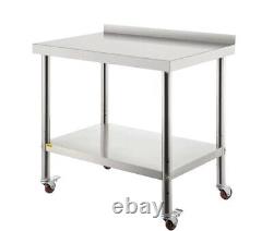 VEVOR Stainless Steel Prep Table 36 x 24 x 35 in. Heavy Duty Metal Worktable
