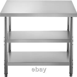 VEVOR Stainless Steel Prep Table, 48x18x33 in Commercial Stainless Steel Table