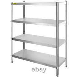 VEVOR Stainless Steel Shelving 46.8x18.5 Inch 4 Tier Adjustable Shelf Storage Un