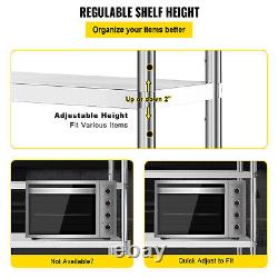 VEVOR Stainless Steel Shelving Unit 71W x 59H 4-Tier Adjustable Garage Storage
