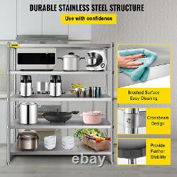 VEVOR Stainless Steel Shelving Unit 71W x 71H Adjustable Storage Shelf 5-Tier