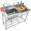 Vevor Stainless Steel Utility Sink Single Bowl Withworkbench 47.2x19.7x37.4 In