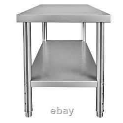 VEVOR Stainless Steel Work Prep Table Commercial Food Prep Table 48x24x34 in