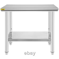 VEVOR Stainless Steel Work Table 24 x 36 x 32 Inch Commercial Kitchen Prep & Wor