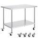 Vevor Stainless Steel Work Table Commercial Prep Table 30x48 Inch With 4 Casters