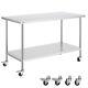 Vevor Stainless Steel Work Table Commercial Prep Table 30x60 Inch With 4 Casters