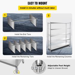 VEVOR Storage Shelf 5-Tier Stainless Steel Shelving Unit with Adjustable Height