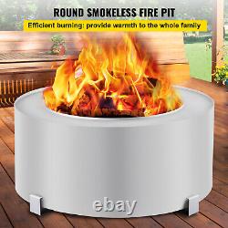 VEVOR Stove Bonfire Fire Pit 27 inch Stainless Steel Outdoor Smokeless Fireplace