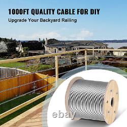 VEVOR T316 Stainless Steel Cable 1/8 1x19 Steel Wire Rope Railing Kit 1000FT