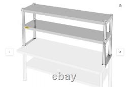 VEVOR Wide Double Overshelf 12 x 48 Stainless Steel Work Pre Table Commercial