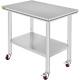 Vevor Mophorn Stainless Steel Work Table 36x24 Inch With 4 Wheels, Casters Heavy