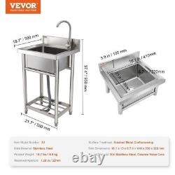 Vevor Stainless Steel Utility Sink 1 Compartment 16 x 13 x 8.7 in. Commercial