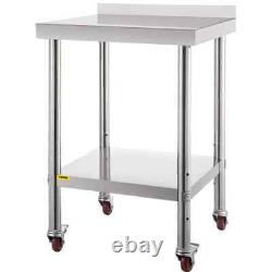Worktable with Adjustable Undershelf Kitchen Utility Tables Stainless Steel