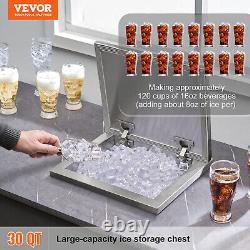 Bac à glace encastré VEVOR 14x12x18 Glacière en acier inoxydable avec couvercle