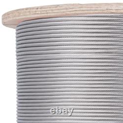 Câble en acier inoxydable VEVOR T316 1/8 3/16, câble de corde en fil d'acier 1x19 de 100/500/1000 pieds.