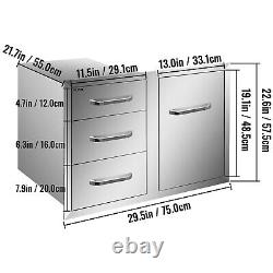 Combinaison de porte et tiroir pour cuisine extérieure 29.5WX21.6H avec tiroir pour bouteille de propane et anneau pour poubelle