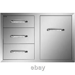 Combinaison de tiroir de porte de cuisine extérieure 29,5LX21,6H avec tiroir à propane et anneau de poubelle