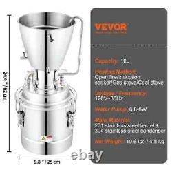 Distillateur d'eau et d'alcool VEVOR 10L 30L en acier inoxydable - Équipement de fabrication d'eau-de-vie fait maison.