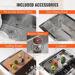 Évier de cuisine encastré VEVOR 30 cuves simples en acier inoxydable pour cuisine ou bar