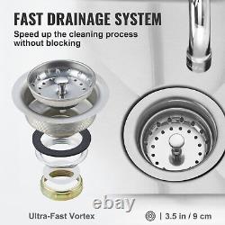 Évier utilitaire commercial VEVOR 24 x 24 Préparation Lavage des mains en acier inoxydable avec robinet