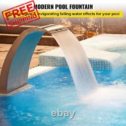 Fontaine de cascade de piscine en acier inoxydable VEVOR 15,4 x 7,9 x argent