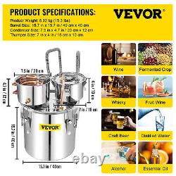 Kit de brassage de vin à la maison VEVOR 13,2 gal / 50L Distillateur d'eau alcoolique Moonshine