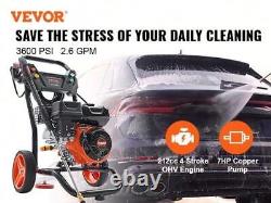 Laveuse à pression à gaz VEVOR, 3600 PSI 2.6 GPM pour nettoyer voitures, maisons, allées