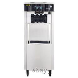 Machine à glace molle commerciale à 3 saveurs VEVOR 20-28L/H en acier inoxydable