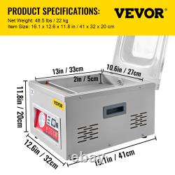 Machine d'emballage sous vide VEVOR DZ260S/A pour la conservation des aliments, scellage de la chambre, 110V