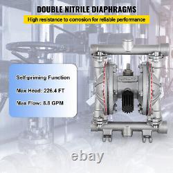 Pompe à double membrane actionnée par air VEVOR 1/2 entrée sortie en acier inoxydable 304