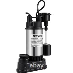 Pompe de puisard submersible VEVOR Pompe à eau 0,5/0,75/1/1,5 HP Débit de 66/72/93/98/100 GPM