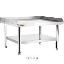 Table de restaurant en acier inoxydable VEVOR avec étagère inférieure pour équipement de grill.