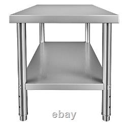 Table de travail en acier inoxydable VEVOR 48x30 pouces Table de préparation alimentaire commerciale avec étagère inférieure