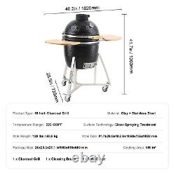 VEVOR 18 Barbecue Grill Fumoir en Céramique Portable Rond pour Patio Extérieur