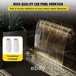 VEVOR 59 Fontaine de piscine Cascade de cascade avec écoulement d'eau et 18 lumières LED couleur en acier inoxydable