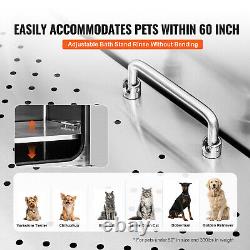 VEVOR 62 Baignoire de toilettage pour chien en acier inoxydable Station de lavage pour animaux avec rampe antidérapante